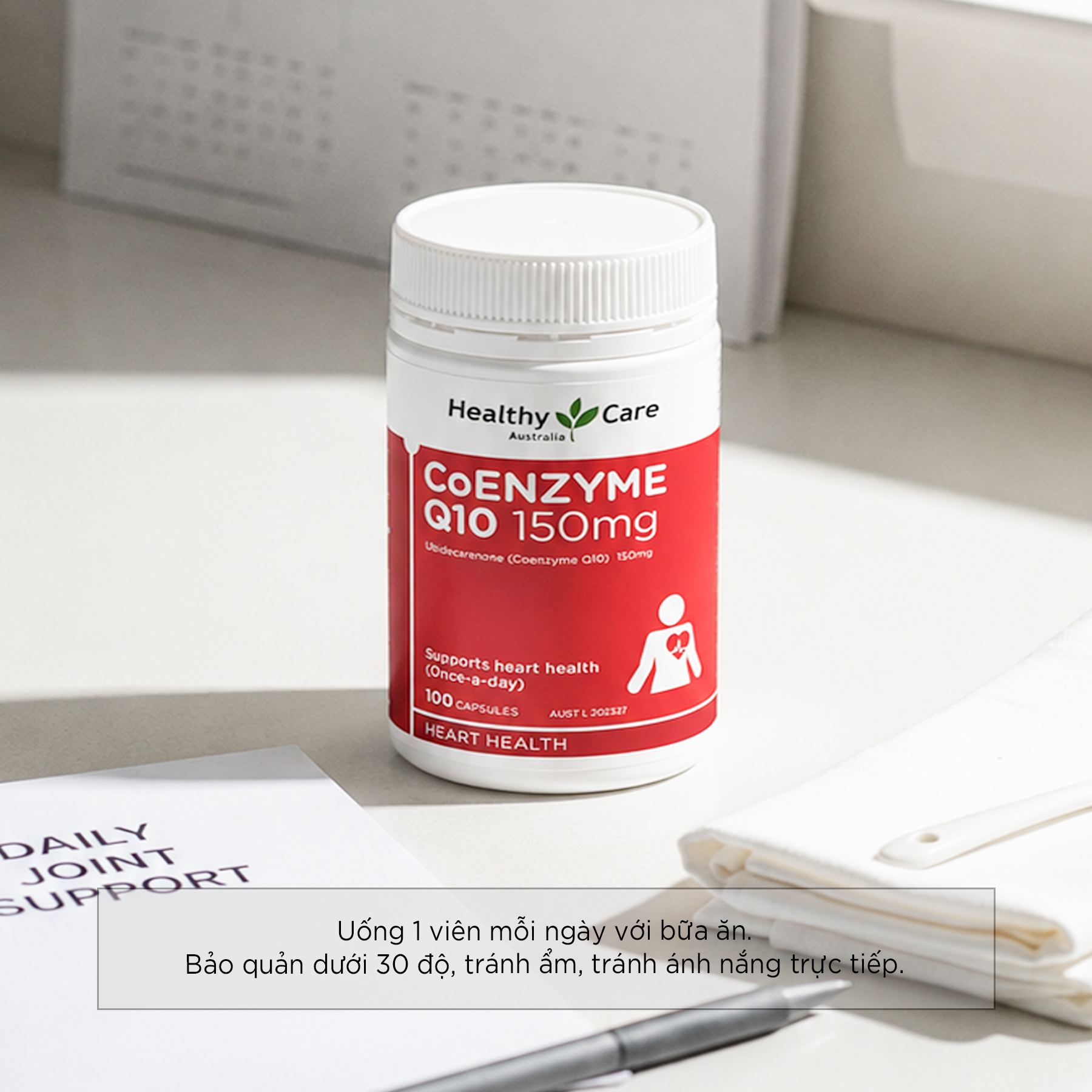 Viên Uống Bổ Tim Coenzyme Q10 150mg Healthy Care Úc Tăng Cường Sức Khỏe Tim Mạch 100 Viên - Ảnh 5